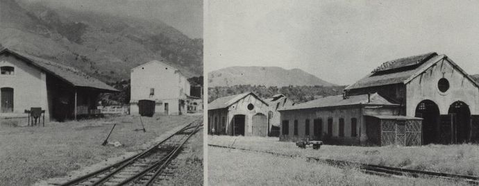 General view of the G.V. and P.V. installations at the Corte railway station. View of the depots and workshops of the station of Corte. (Photo B. ROZE)