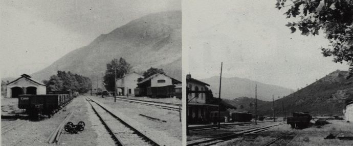 General view of the Ponte-Leccia train station on the North side. We can see the machine depot. General view of the Ponte-Leccia railway station on the south side. We can see the water tower in the background on the right. (Photo B. ROZE)