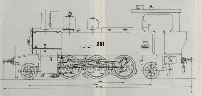 Plan of locomotive 131, prototype Fives-Lille (Scale 1/60° - Drawings J.-P. SOUDET)