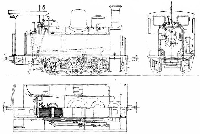Plan of locomotive type 030 Saint Léonard (Scale 1/43.5)