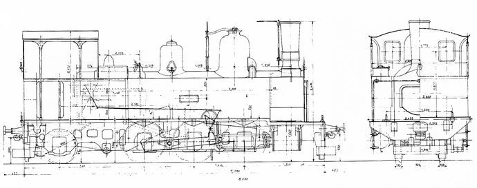 Plan of the 031 Corsican type locomotives series 28-41. (Scale 1/43.5)