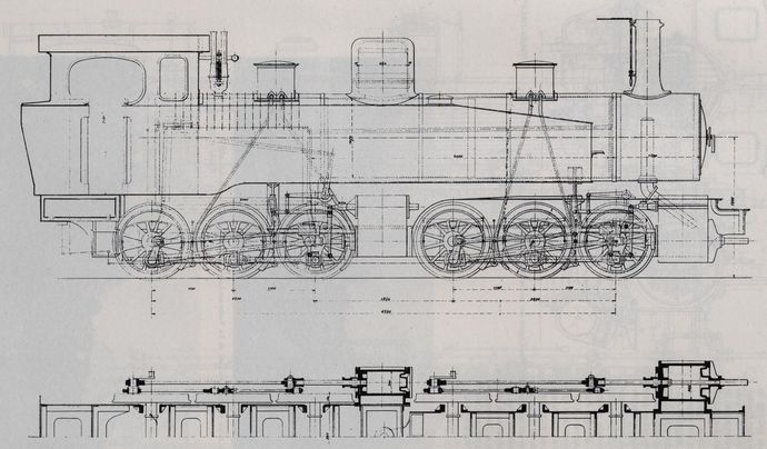 Plan of the Mallet type 500 locomotives