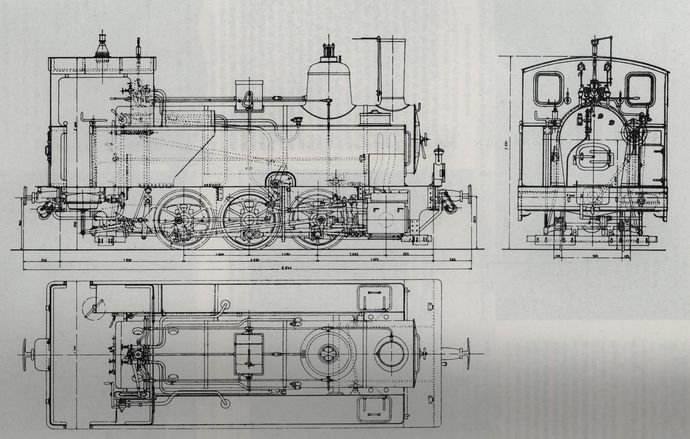 Plan of the type 030 Pinguély locomotive. (Scale 1/43.5) Plan of the type 030 Pinguély locomotive. (Scale 1/43.5)