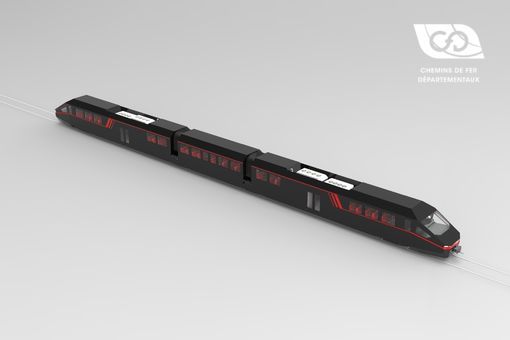 Side view of a three-box articulated railcar Side view of a three-box articulated railcar