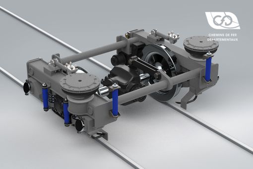 Single-axle bogie perspective Single-axle bogie perspective
