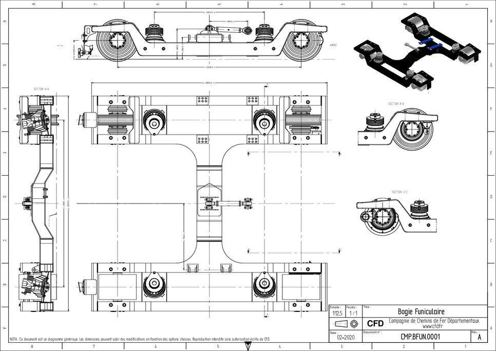 Tignes type funicular bogie diagram Tignes type funicular bogie diagram
