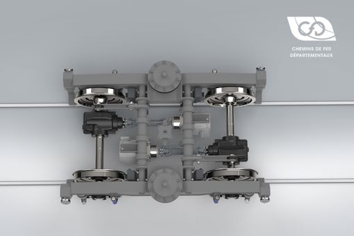 Top view of the CFD Bogie for passengers application Top view of the CFD Bogie for passengers application